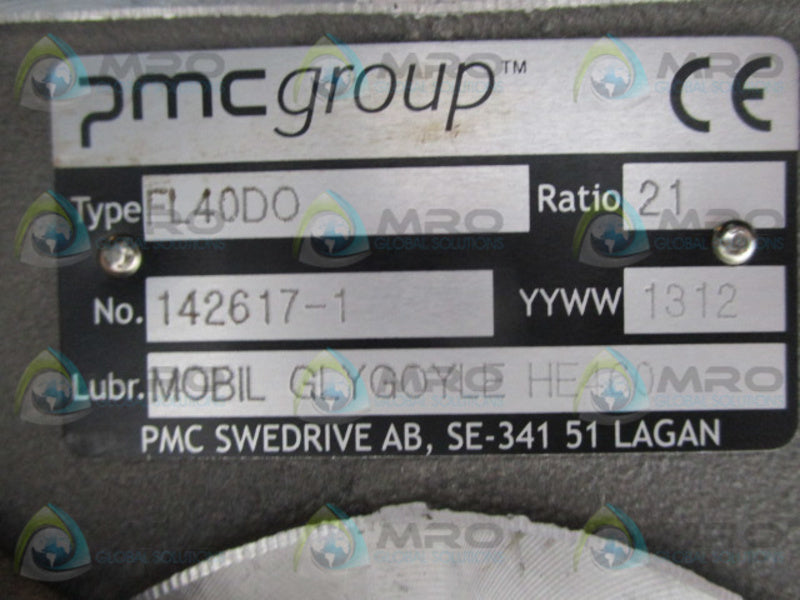 PMC FL40DO WORM GEAR MOTOR RATIO 21  UNMP