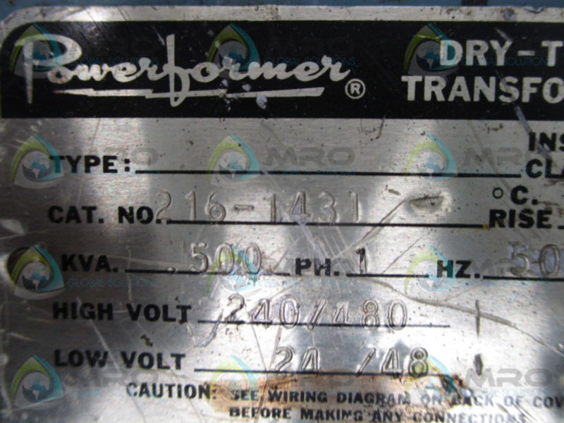 POWER FORMER 216-1431 TRANSFORMER  UNMP
