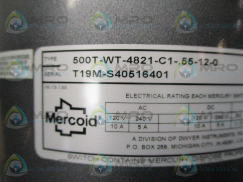MERCOID CONTROL 500T-WT-4821-C1.55-12-0 LEVEL CONTROL  NSNP