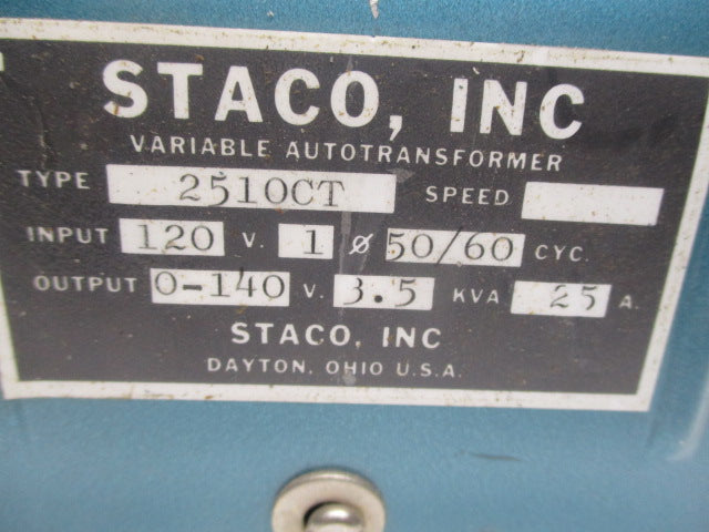 STACO 2510CT VARIABLE TRANSFORMER  UNMP