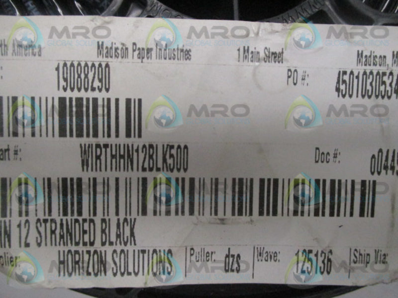 HORIZON SOLUTIONS WIRTHHN12BLK500 WIRE 500'  NSNP