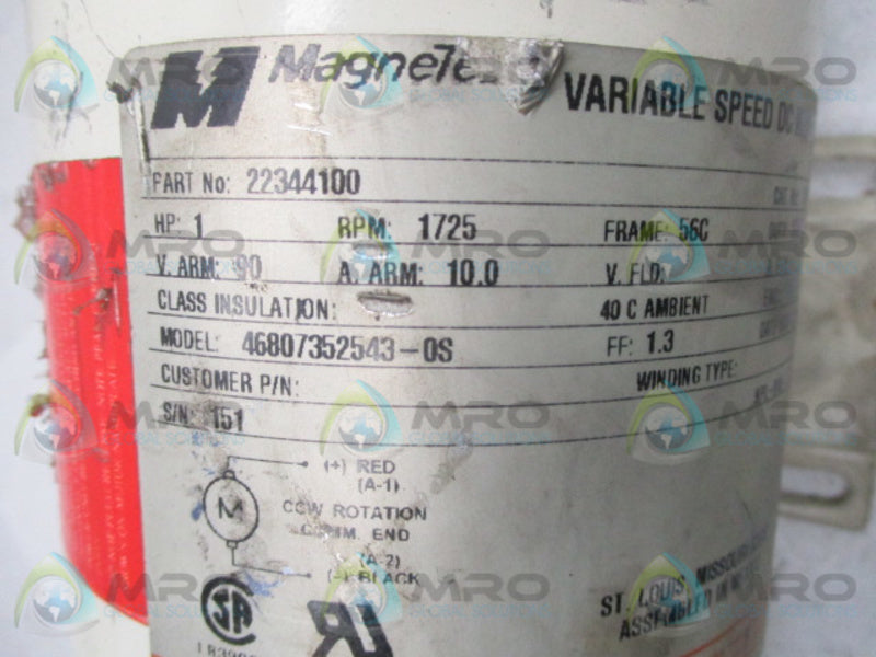 MAGNETEK 22344100 VARIABLE SPEED MOTOR 1 HP 1725 RPM  UNMP