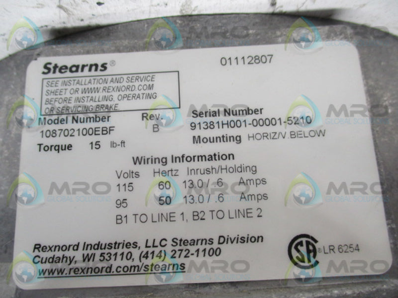 STEARNS 108702100EBF BRAKE  NSNP