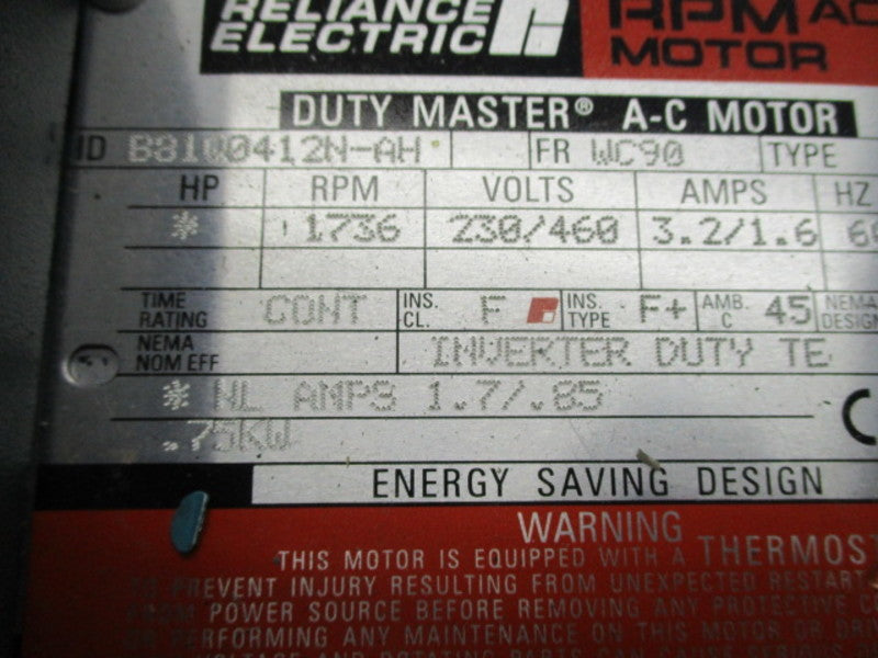 RELIANCE ELCTRIC B81Q0412N-AH AC MOTOR 1736 RPM  UNMP