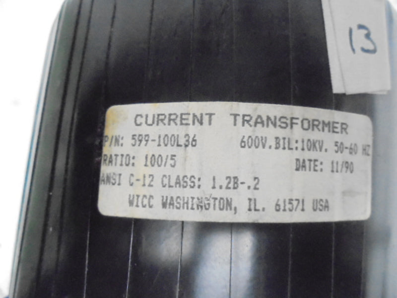 WICC 599-100L36 CURRENT TRANSOFRMER RATIO 100/5  NSNP