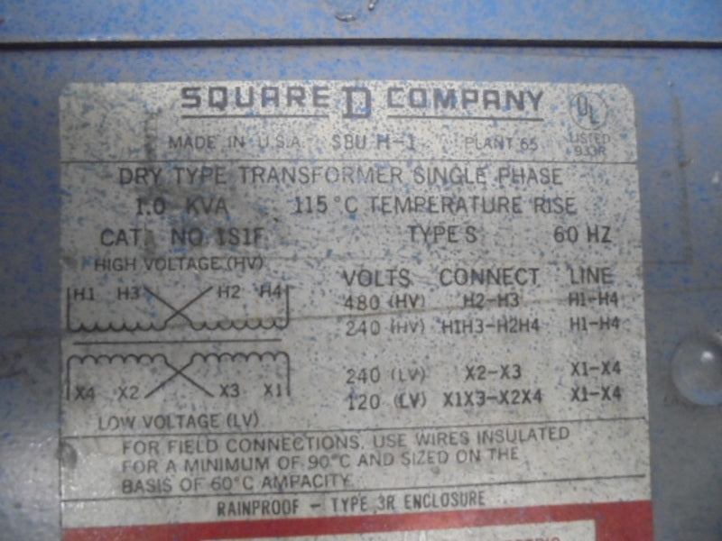 SQUARE D S 1S1F TRANSFORMER  UNMP