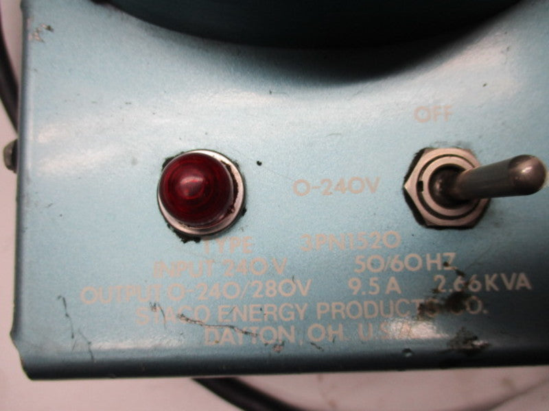 STACO 3PN1520 VARIABLE AUTO TRANSFORMER 240/280V  UNMP