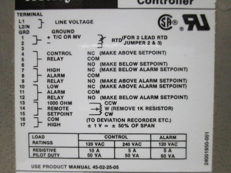 HONEYWELL 45-02-25-05 DIALATROL CONTROLLER  UNMP