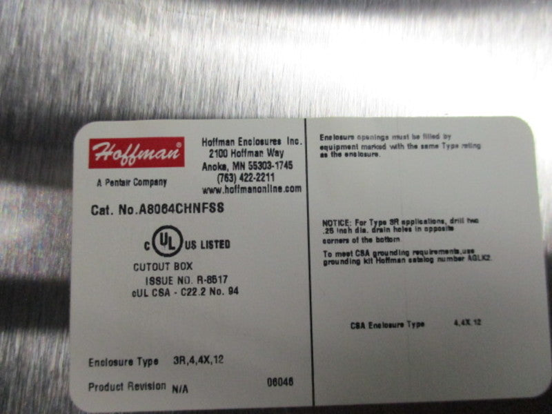 HOFFMAN A8064CHNFFSS ENCLOSURE  NSNP