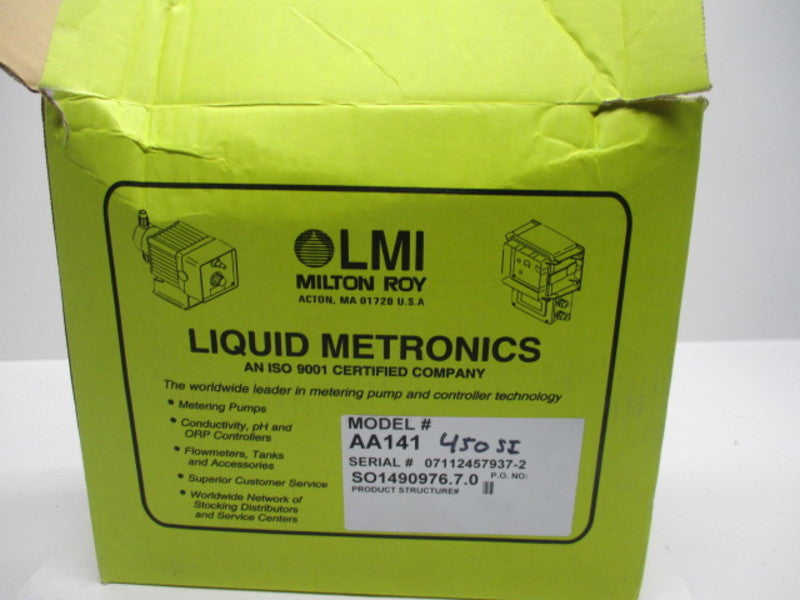 LMI AA141-450SI ELECTROMAGNETIC DOSING PUMP 120VAC  NSMP
