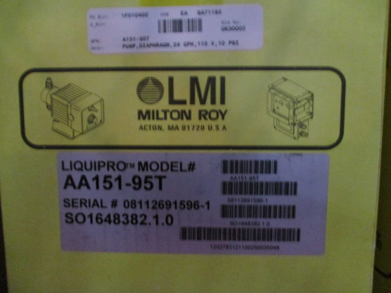 LMI AA151-95T ELECTRONICMAGNETIC DOSING PUMP 120VAC   NSMP