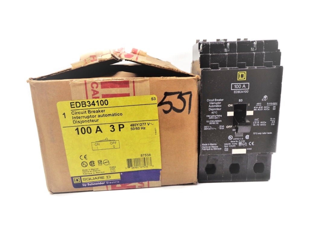 SQUARE D EDB34100 277V 100A NSMP