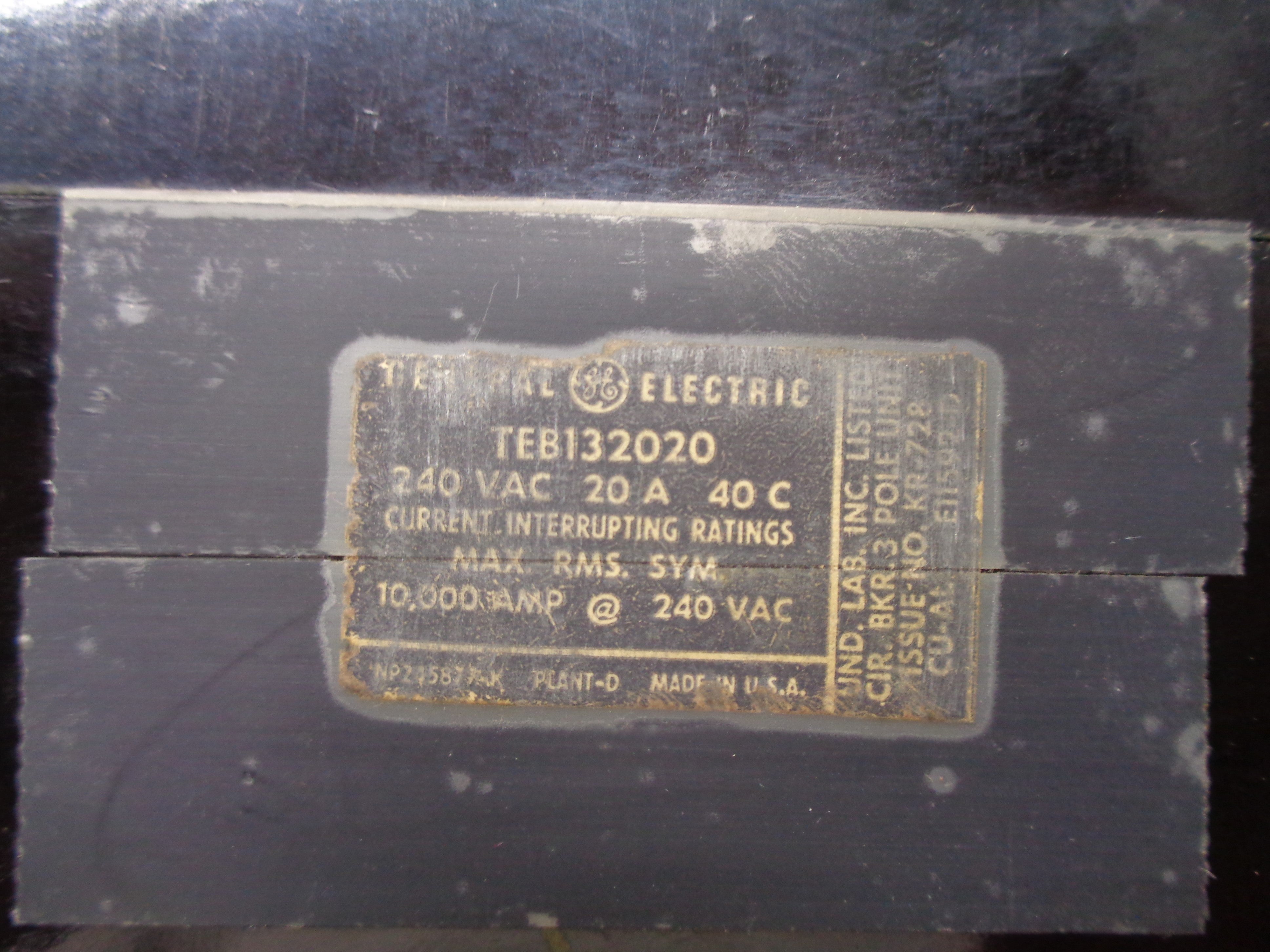 GENERAL ELECTRIC TEB132020 20A 240V UNMP