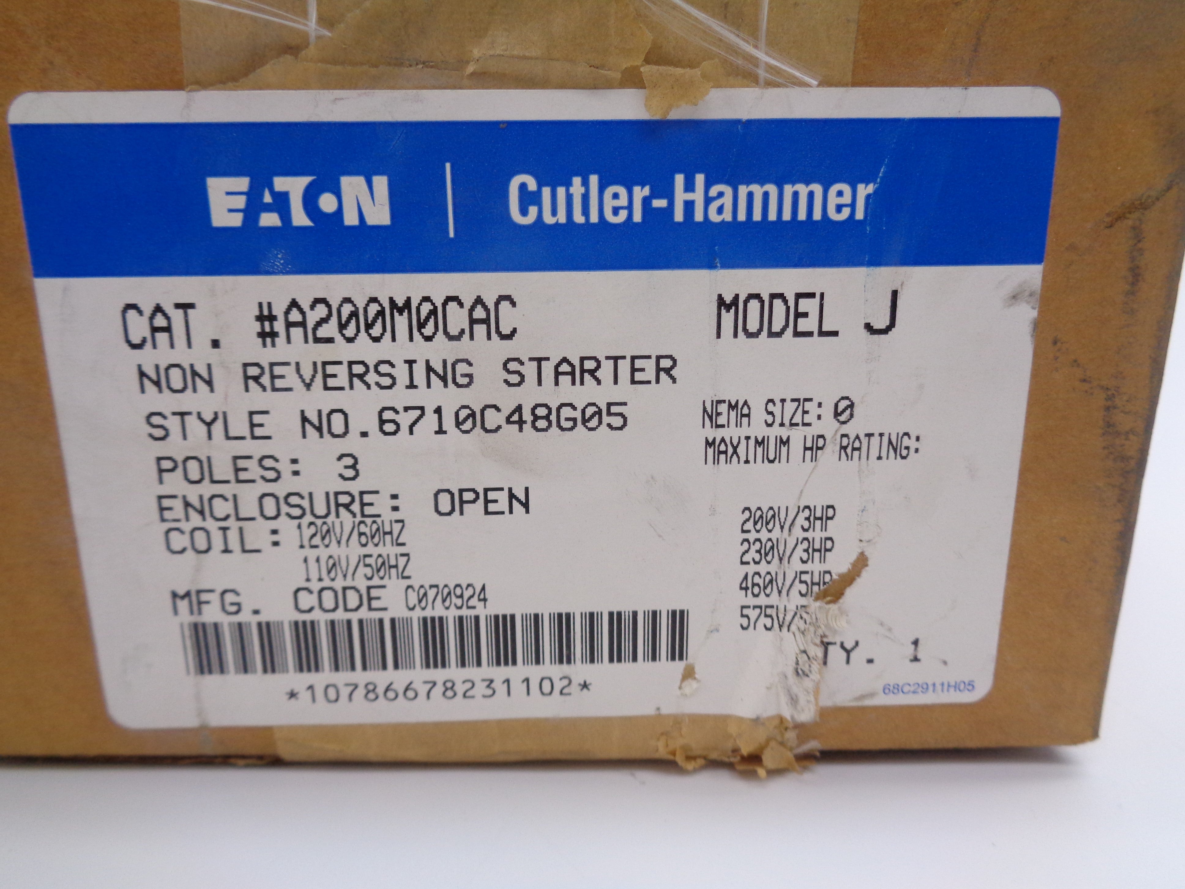 EATON A200M0CAC 6710C48G05 110/120V NSMP