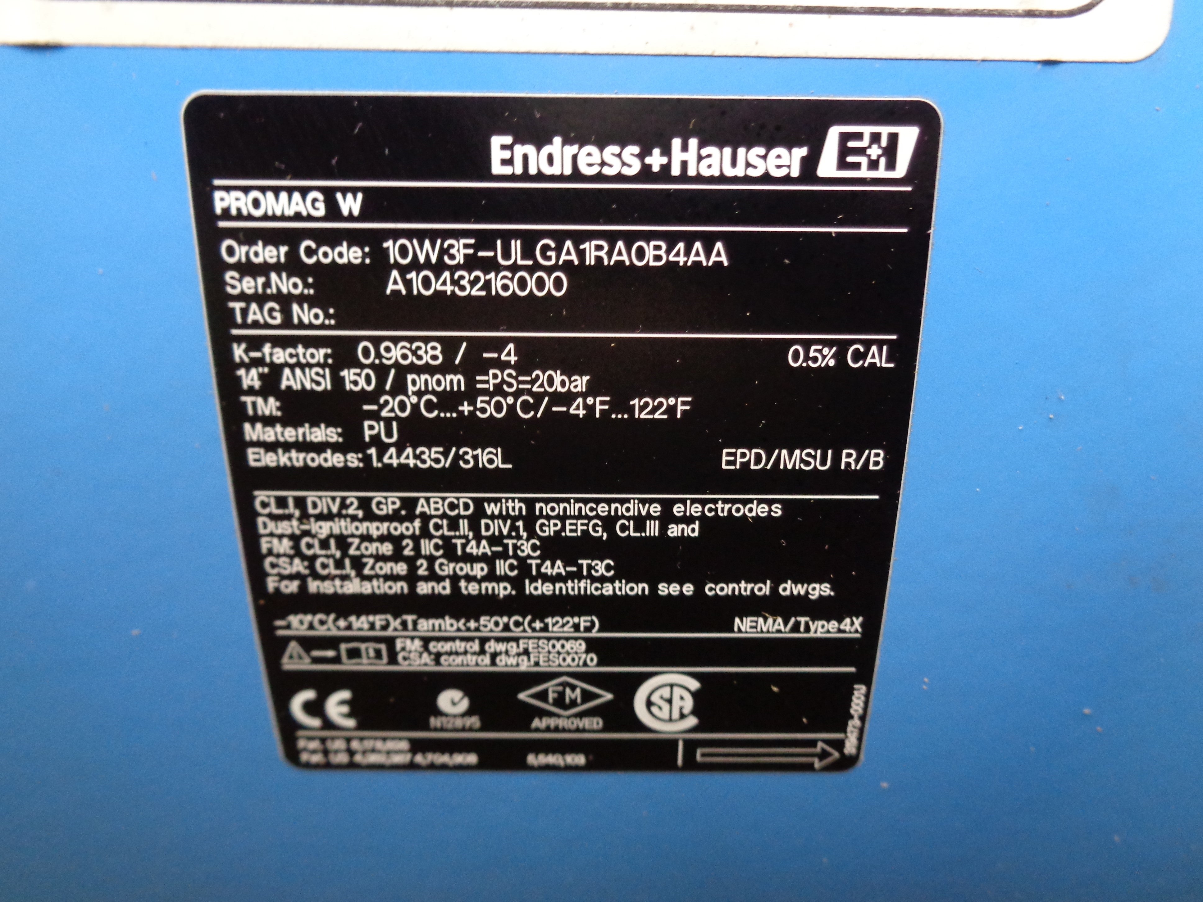 ENDRESS+HAUSER 10W3F-ULGA1RA0B4AA NSNP