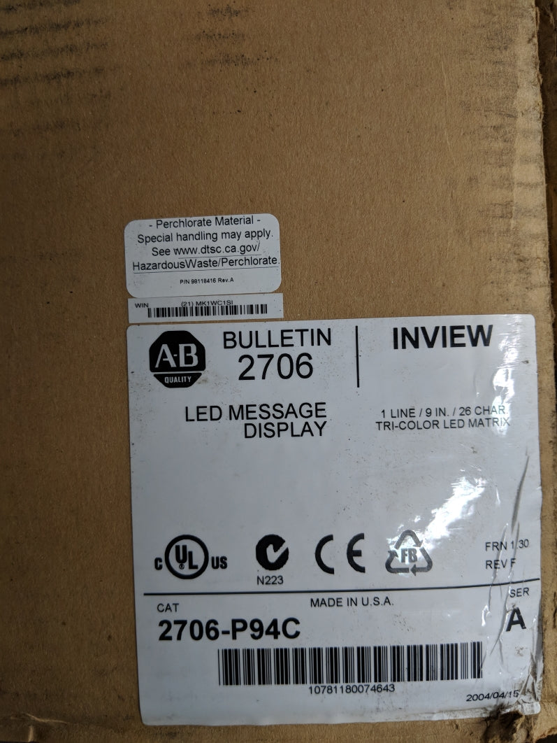 ALLEN BRADLEY 2706-P94C SER. A NSMP