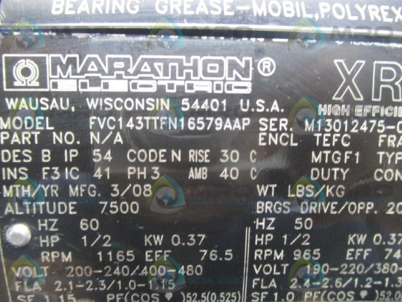 MARATHON ELECTRIC FVC143TTFN16579AAP MOTOR  NSMP