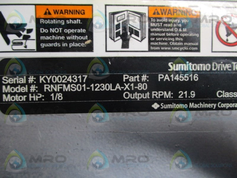 SUMITOMO RNFMS01-1230LA-X1-80 INDUCT MOTOR  NSNP