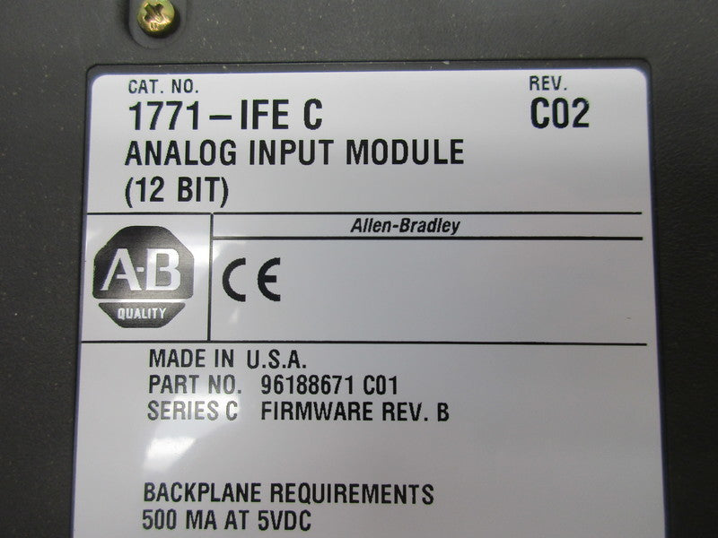 ALLEN BRADLEY 1771-IFE SER. C F/W B 5VDC 0.500A (NO TERMINAL) UNMP