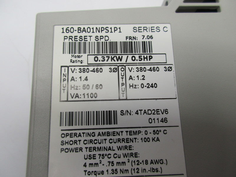 ALLEN BRADLEY 160-BA01NPS1P1 SER. C F/W 7.06 NSNP