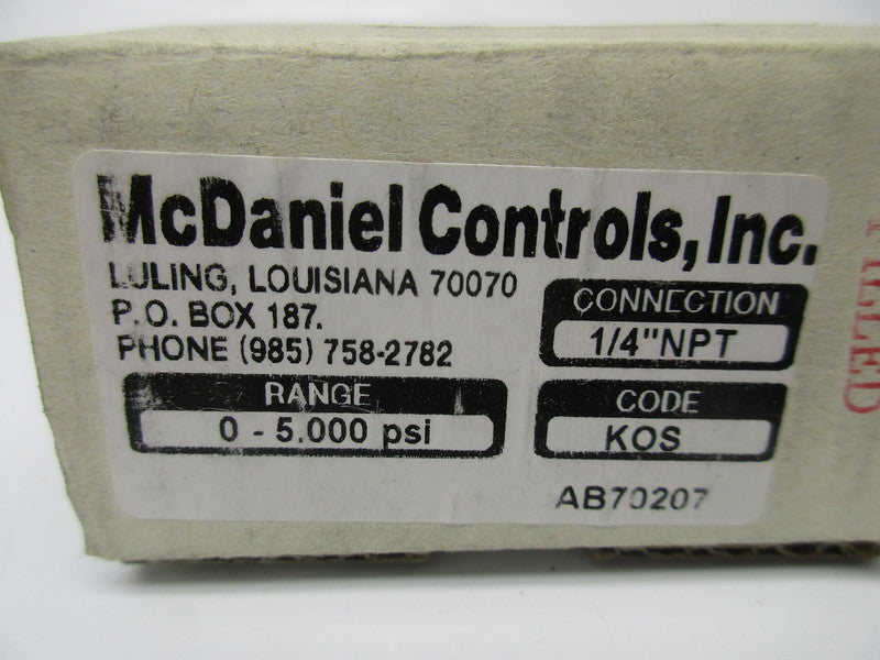 MCDANIEL CONTROLS 1/4"NPT 0-5000 PSI NSMP