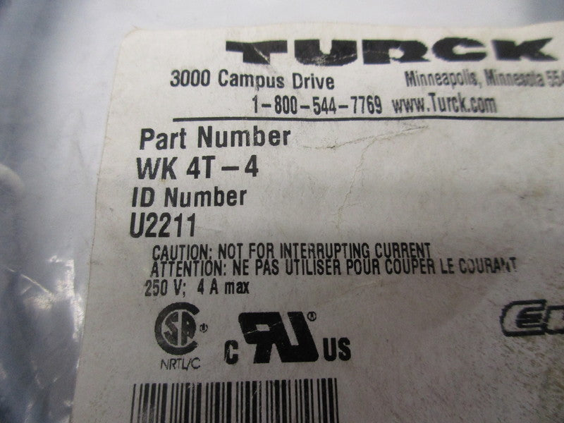 TURCK WK4T-4 U2211 250V 4A NSMP
