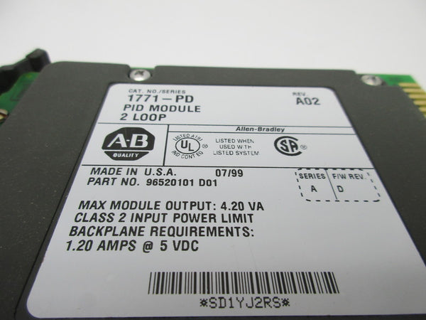 ALLEN BRADLEY 1771-PD SER. A F/W REV. D NSMP