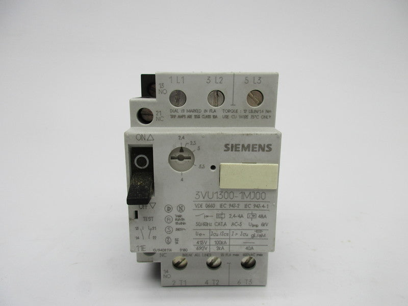 SIEMENS 3VU1300-1MJ00 600VAC 2.4-4A UNMP