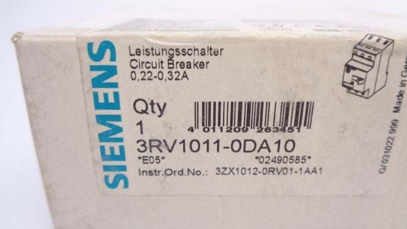 SIEMENS 3RV1011-0DA10 0.22-0.32A NSMP