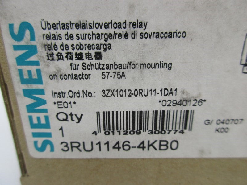 SIEMENS 3RU1146-4KB0 57-75A NSMP
