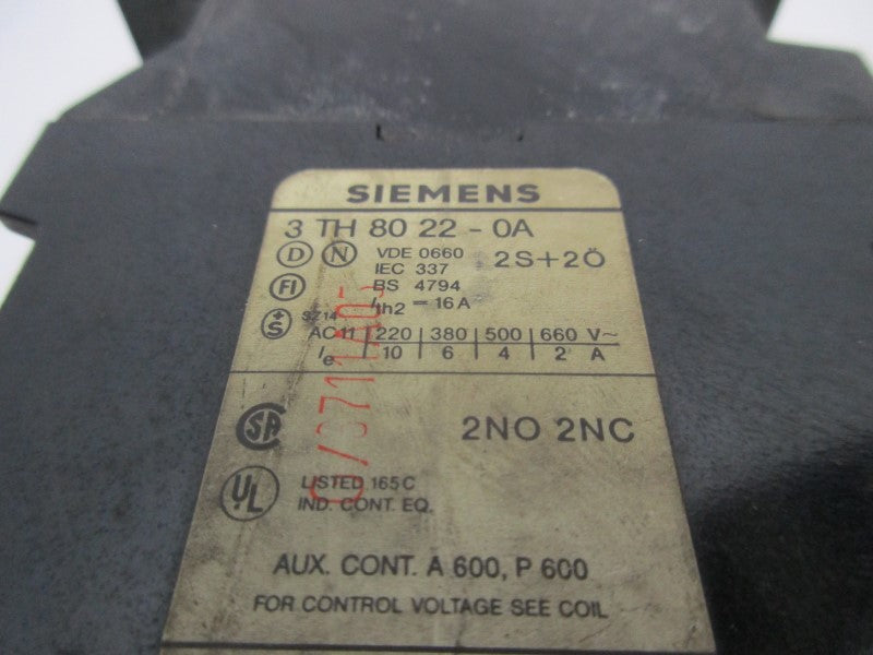 SIEMENS 3TH80220-0A 115V UNMP