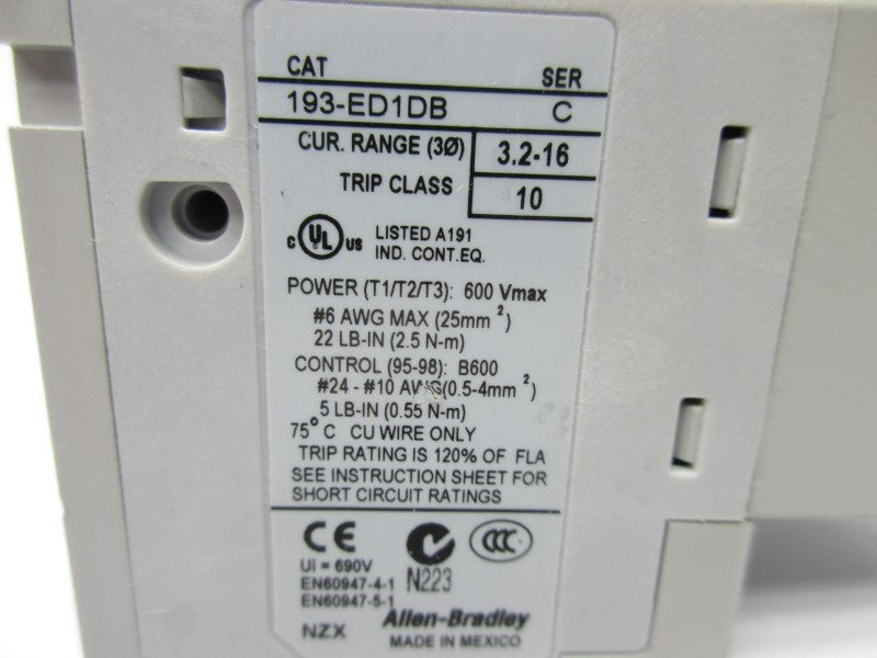 INDUSTRIAL SPARE PART 193-ED1DB SER. C 600V 3.2-16A NSNP
