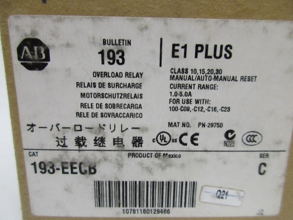 ALLEN BRADLEY 193-EECB SER. C 600V 1.0-5.0A (BR/WH) NSMP