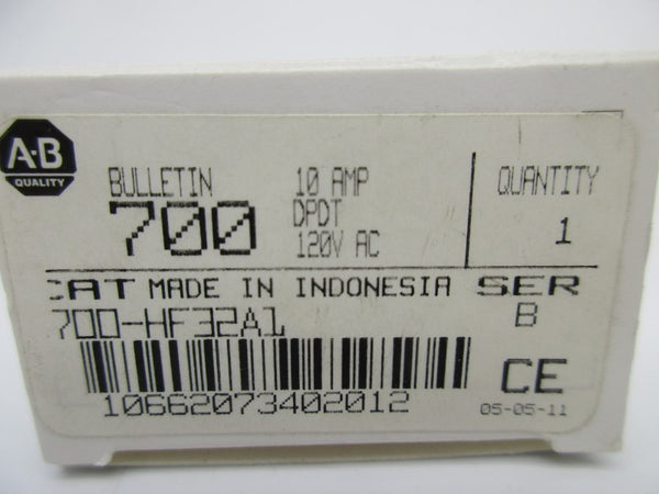 ALLEN BRADLEY 700-HF32A1 SER. B 120VAC 10A (WH) NSMP