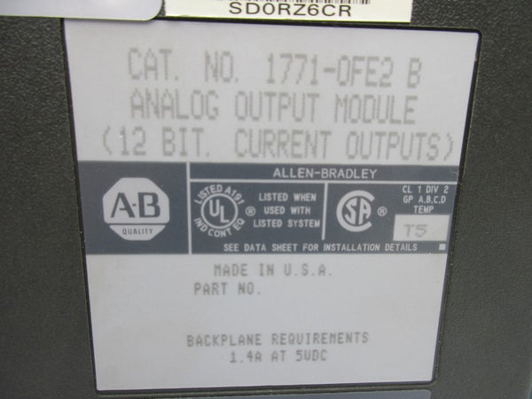 ALLEN BRADLEY 1771-OFE2 SER. B F/W B 5VDC 1.4A (NO TERMINAL)  UNMP