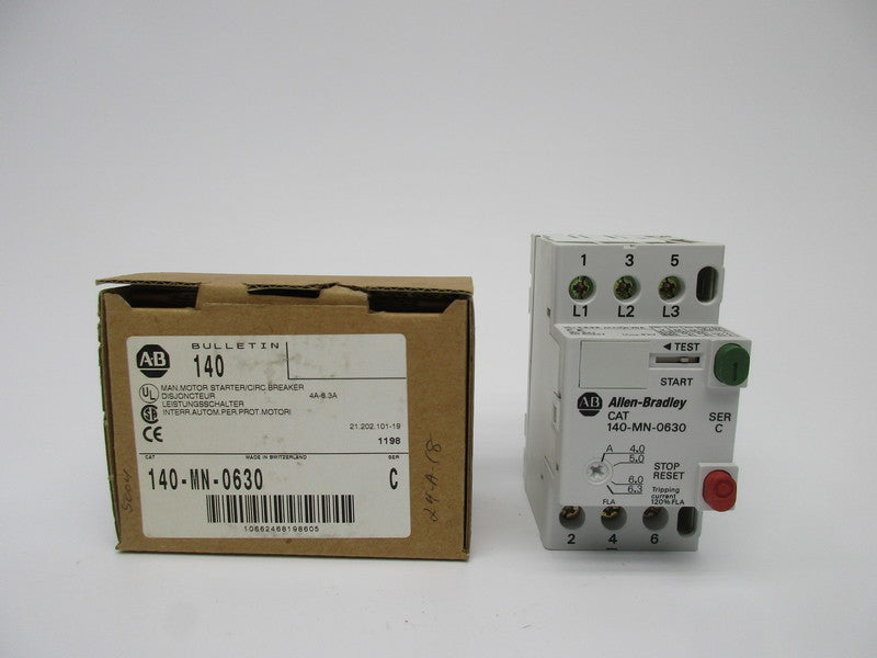 ALLEN BRADLEY 140-MN-0630 SER. C 600V 4-6.3A (BR/WH) NSMP