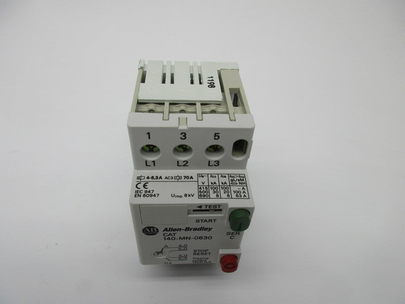 ALLEN BRADLEY 140-MN-0630 SER. C 600V 4-6.3A (BR/WH) NSMP