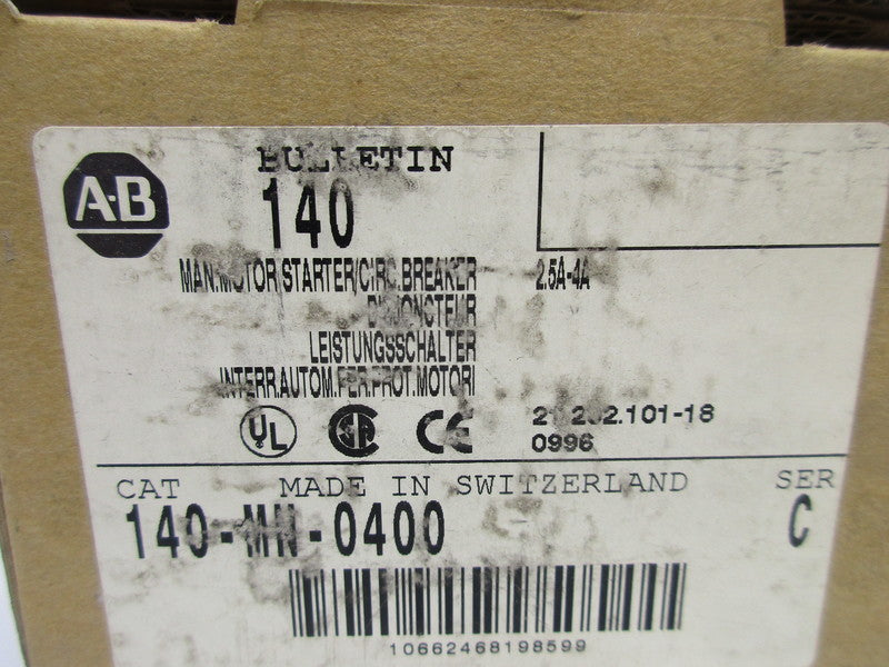ALLEN BRADLEY 140-MN-0400 SER. C 600V 2.5-4.0A (BR/WH) NSMP