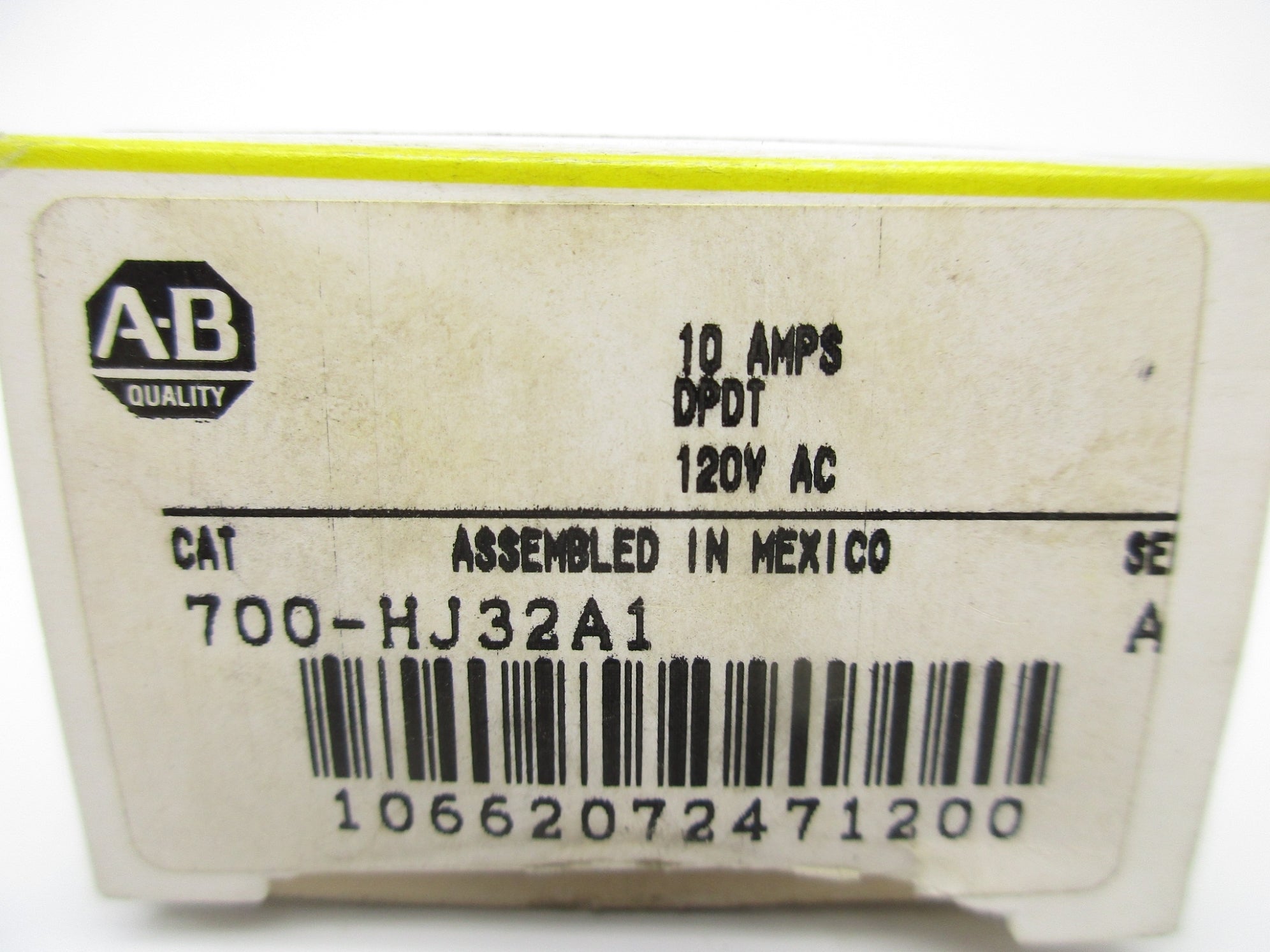ALLEN BRADLEY 700-HJ32A1 SER. A 120VAC 10A (BK/YL) NSMP