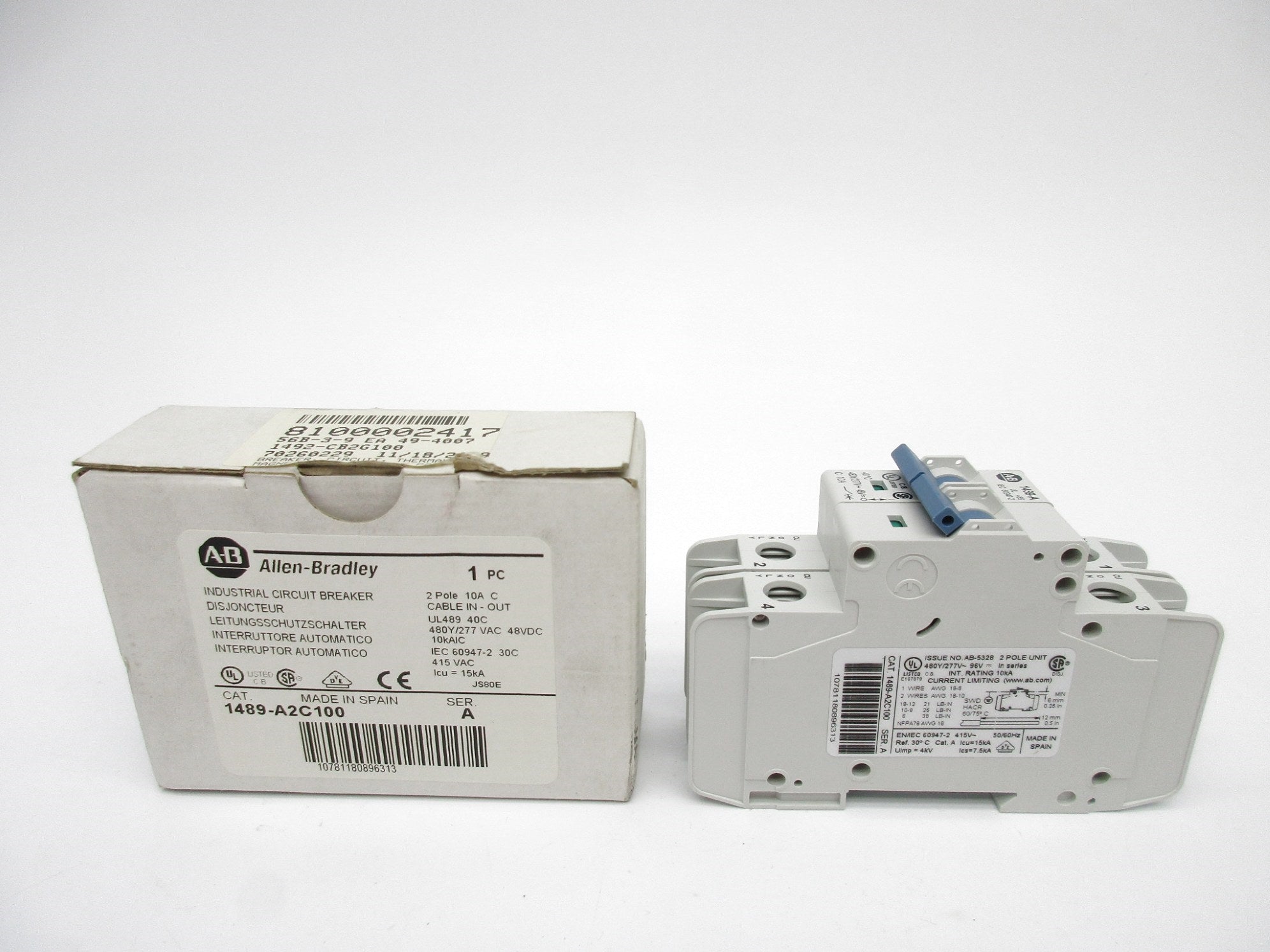 ALLEN BRADLEY 1489-A2C100 SER. A 277V 10A NSMP