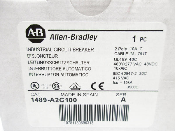 ALLEN BRADLEY 1489-A2C100 SER. A 277V 10A NSMP