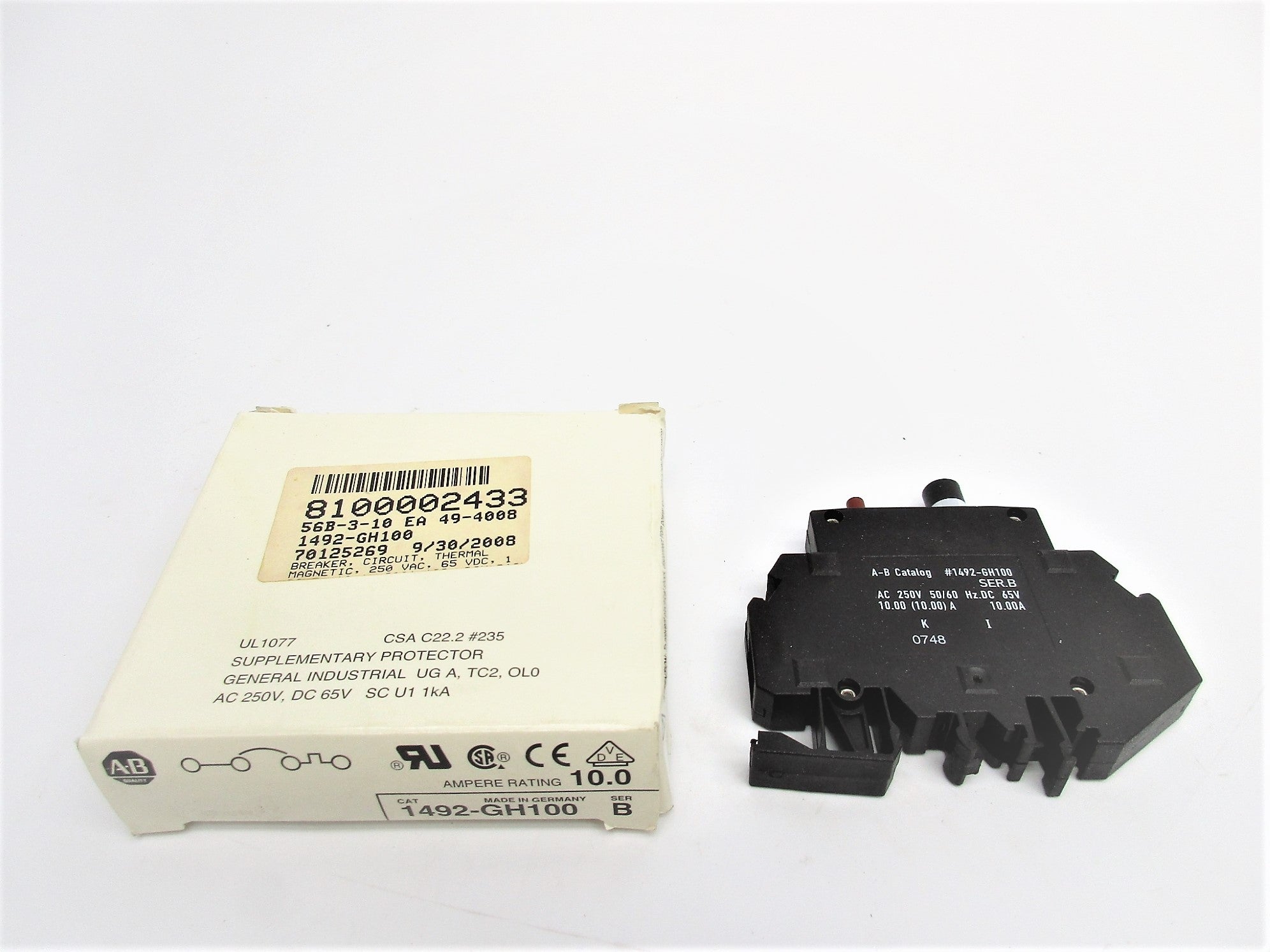 ALLEN BRADLEY 1492-GH100 SER. B 250VAC 10A NSMP