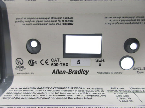 ALLEN BRADLEY 600-TAX5 SER. B 277VAC (WH) NSMP