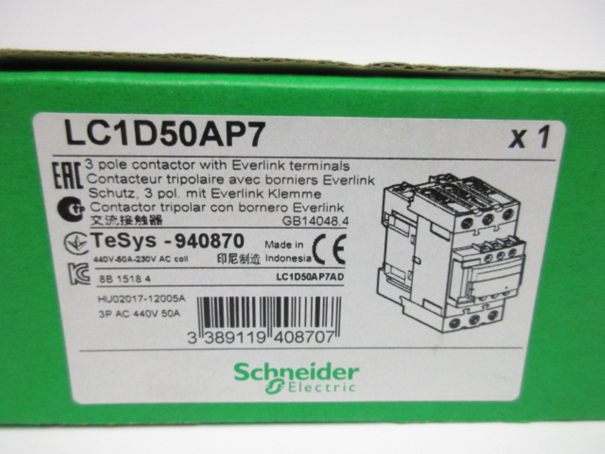 SCHNEIDER ELECTRIC LC1D50AP7 230VAC NSMP