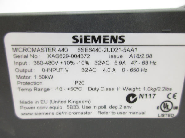 SIEMENS 6SE6440-2UD21-5AA1 380-480V 5.9A NSNP