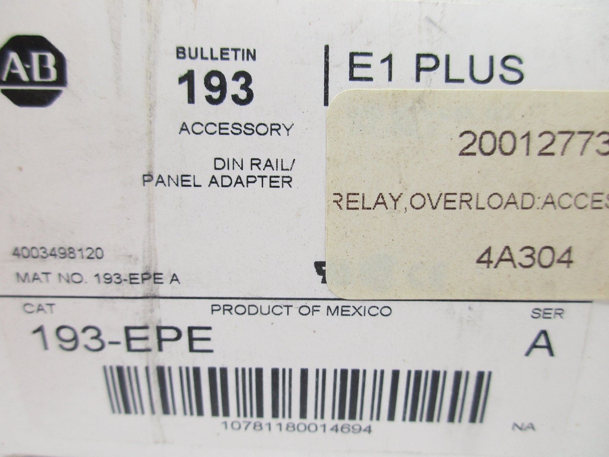 ALLEN BRADLEY 193-EPE SER. A (WH) NSMP