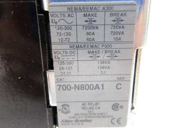 ALLEN BRADLEY 700-N800A1 SER. C 110/120V 60A NSNP