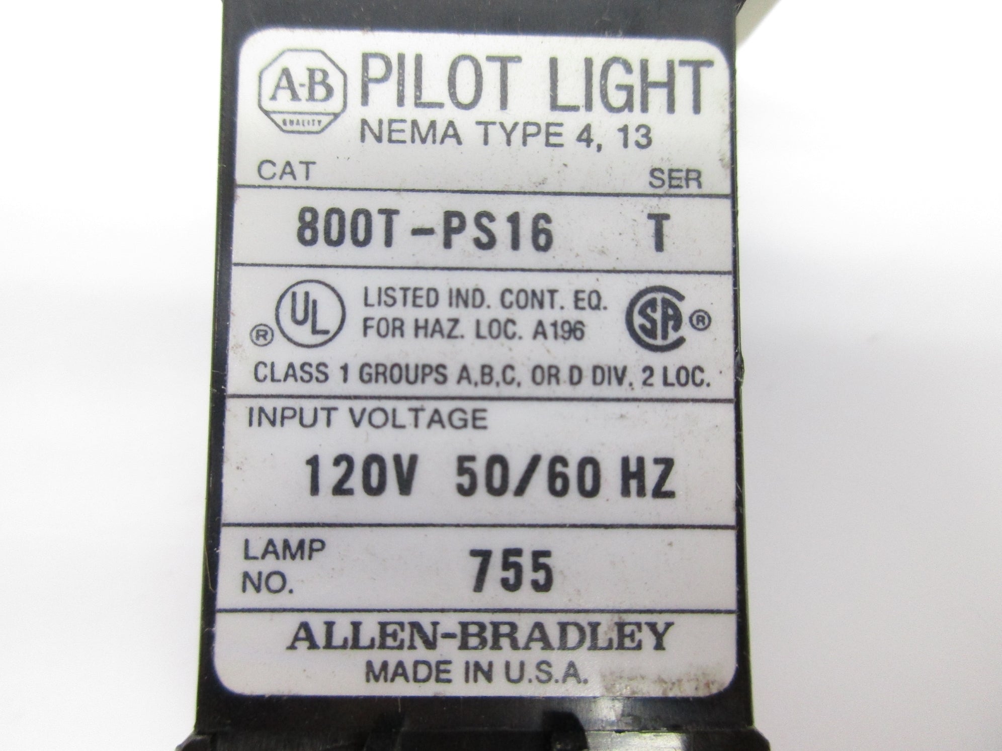 ALLEN BRADLEY 800T-PS16 SER. T NSNP