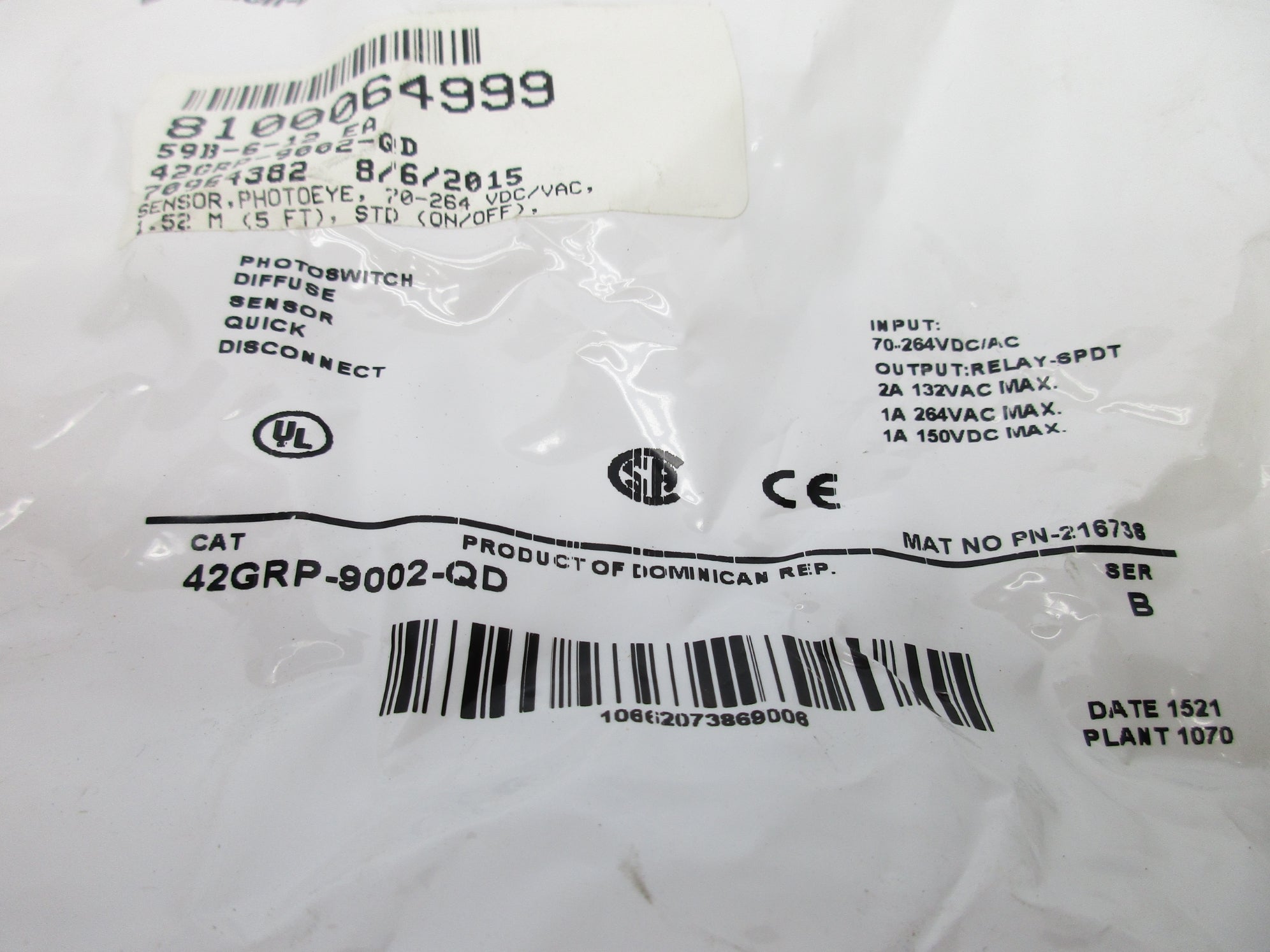 ALLEN BRADLEY 42GRP-9002-QD SER. B 70-264VDC/AC 1A NSMP