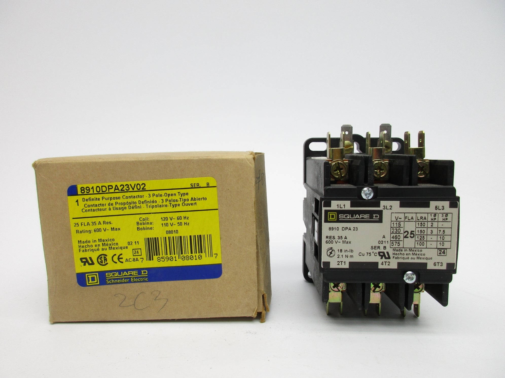 SQUARE D 8910DPA23V02 SER. B 110/120V 35A NSMP